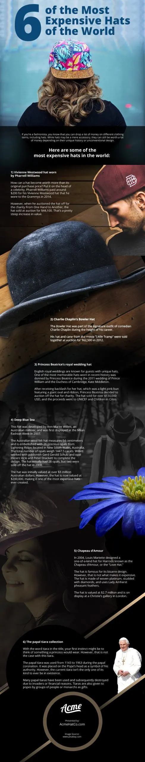 6 of the Most Expensive Hats of the World 6 of the Most Expensive Hats of the World Infographic