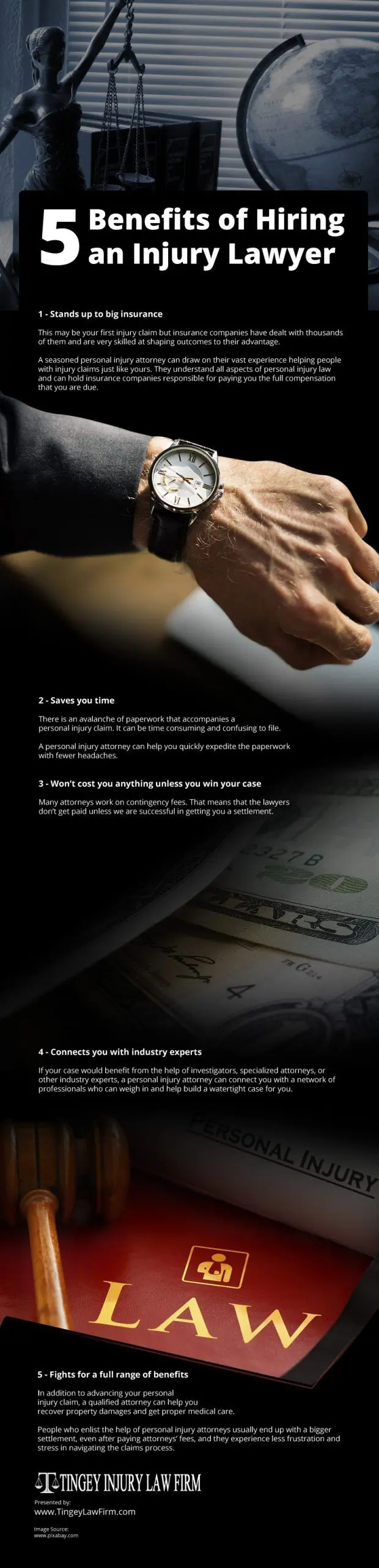 5 Benefits of Hiring an Injury Lawyer Infographic
