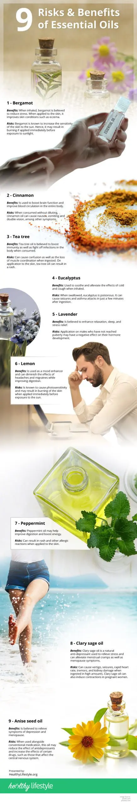 9 Risks & Benefits of Essential Oils 9 Risks & Benefits of Essential Oils Infographic
