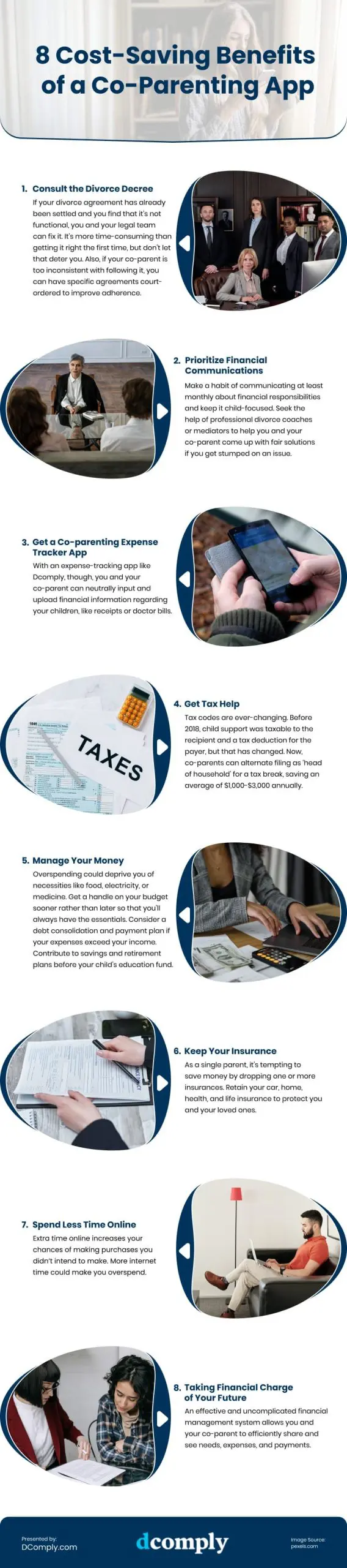 8 Cost-Saving Benefits of a Co-Parenting App Infographic
