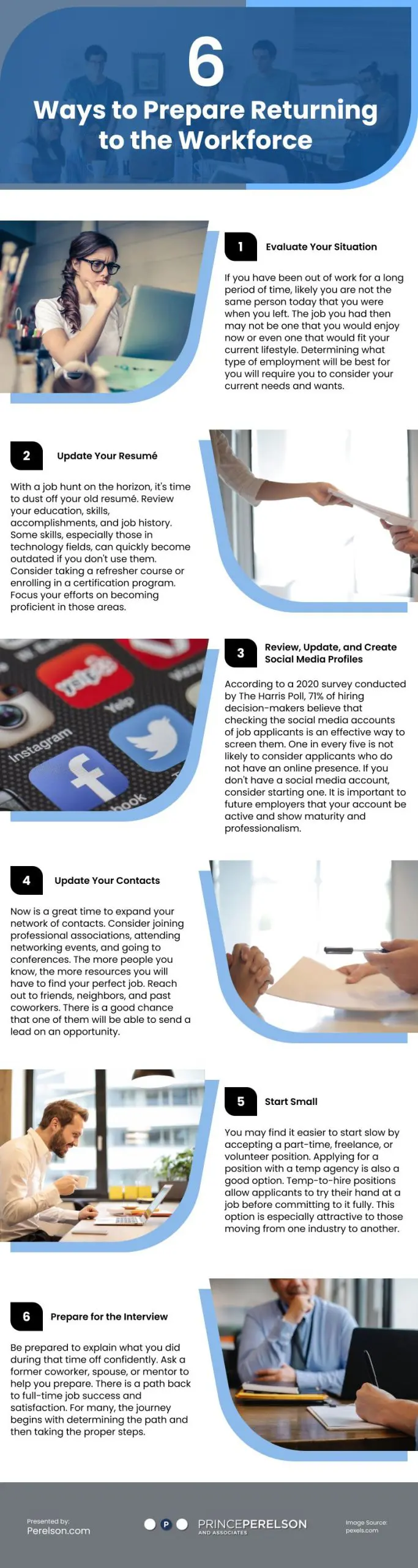 6 Ways to Prepare Returning to the Workforce Infographic