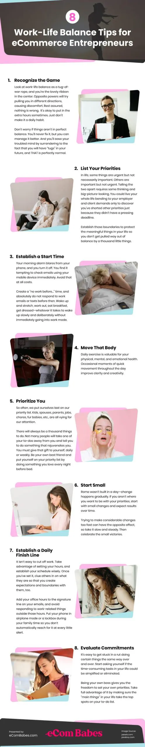 8 Work-Life Balance Tips for eCommerce Entrepreneurs Infographic