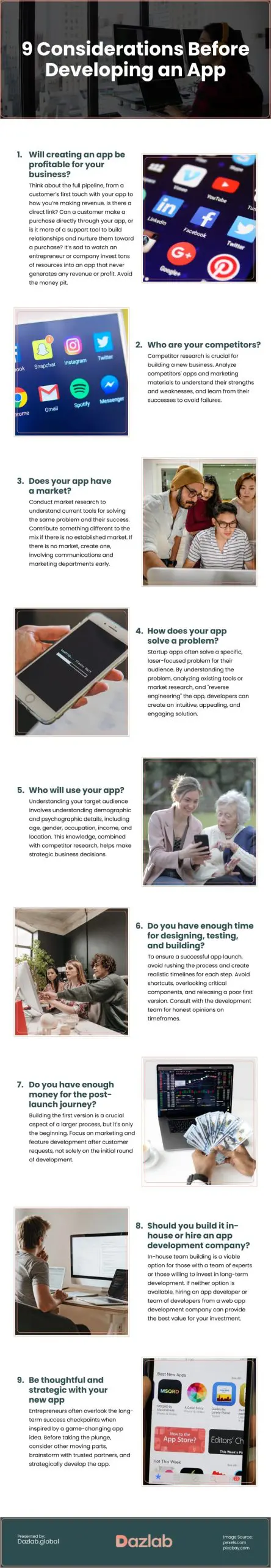 9 Considerations Before Developing an App Infographic