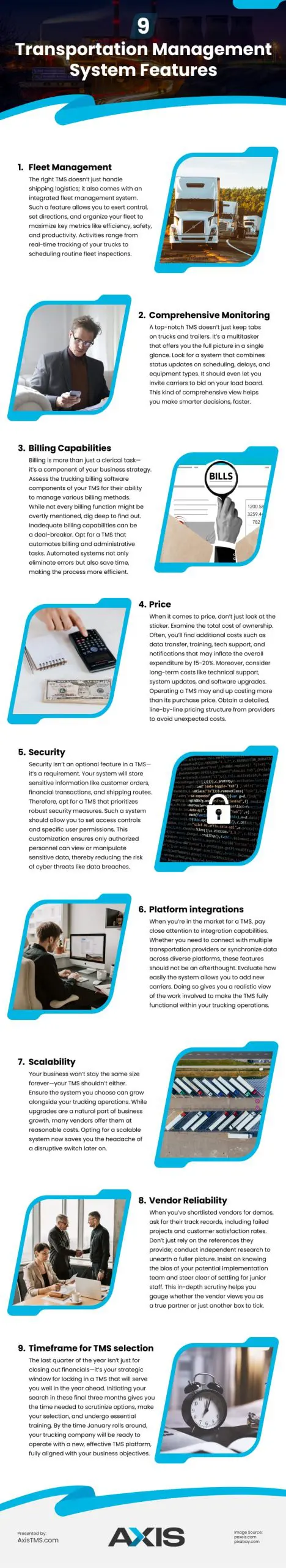 9 Transportation Management System Features Infographic