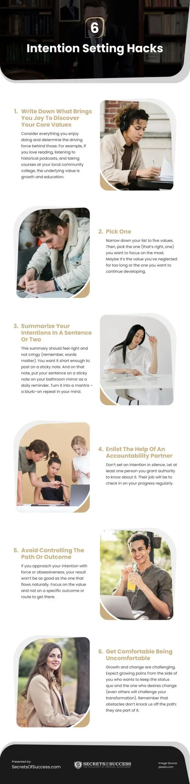 6 Intention Setting Hacks Infographic
