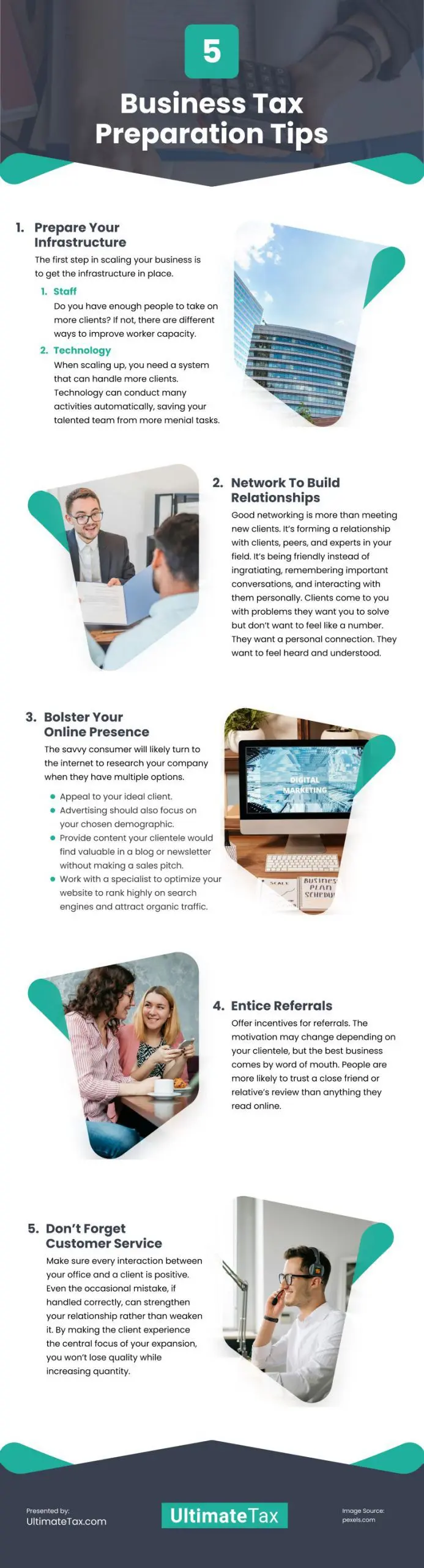 5 Business Tax Preparation Tips Infographic