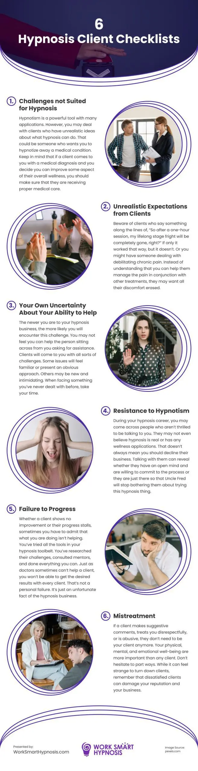 6 Hypnosis Client Checklists Infographic