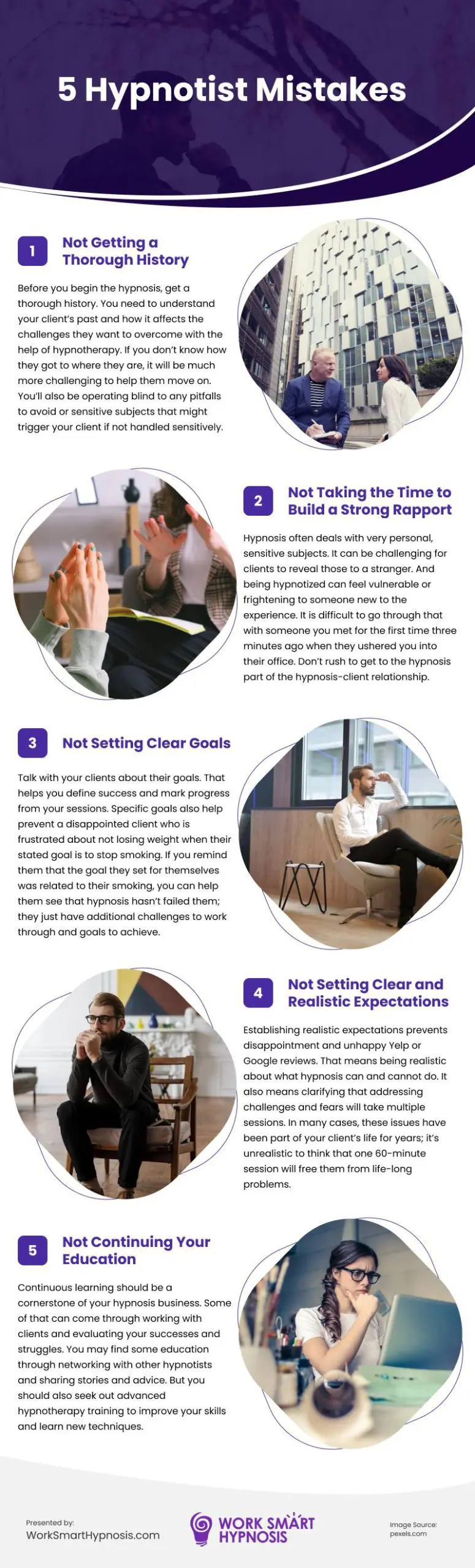5 Hypnotist Mistakes Infographic