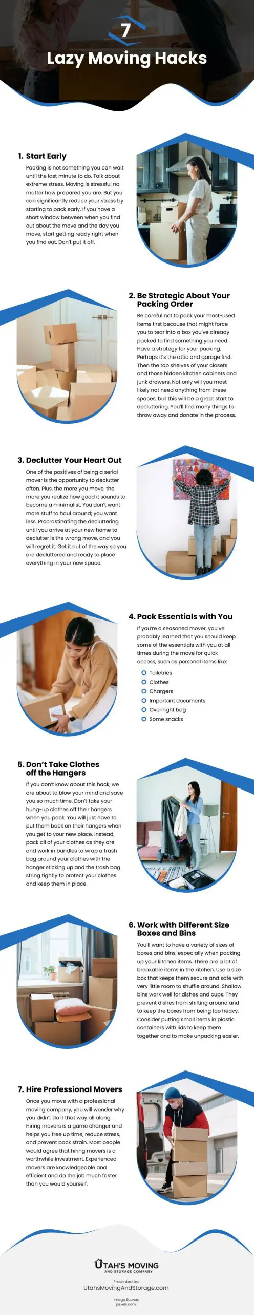 7 Lazy Moving Hacks Infographic
