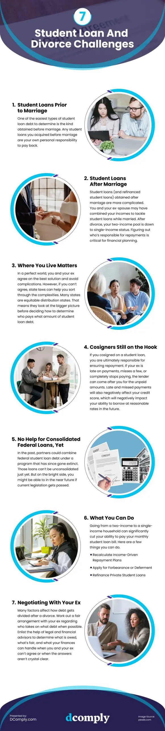 7 Student Loan and Divorce Challenges Infographic