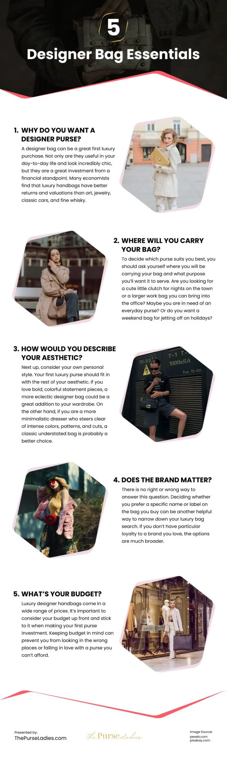5 Designer Bag Essentials 5 Designer Bag Essentials Infographic
