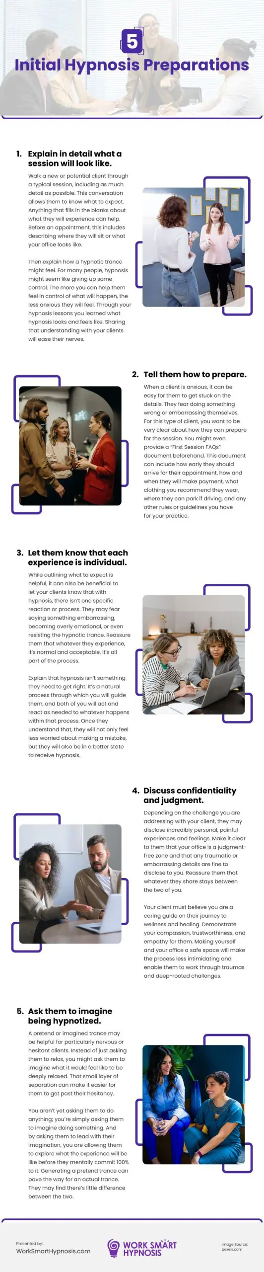 5 Initial Hypnosis Preparations Infographic