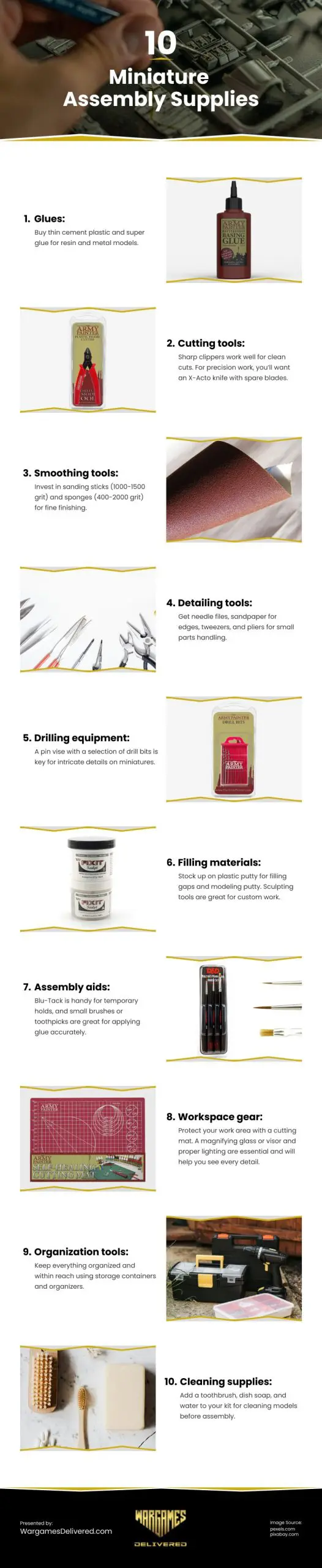 10 Miniature Assembly Supplies Infographic