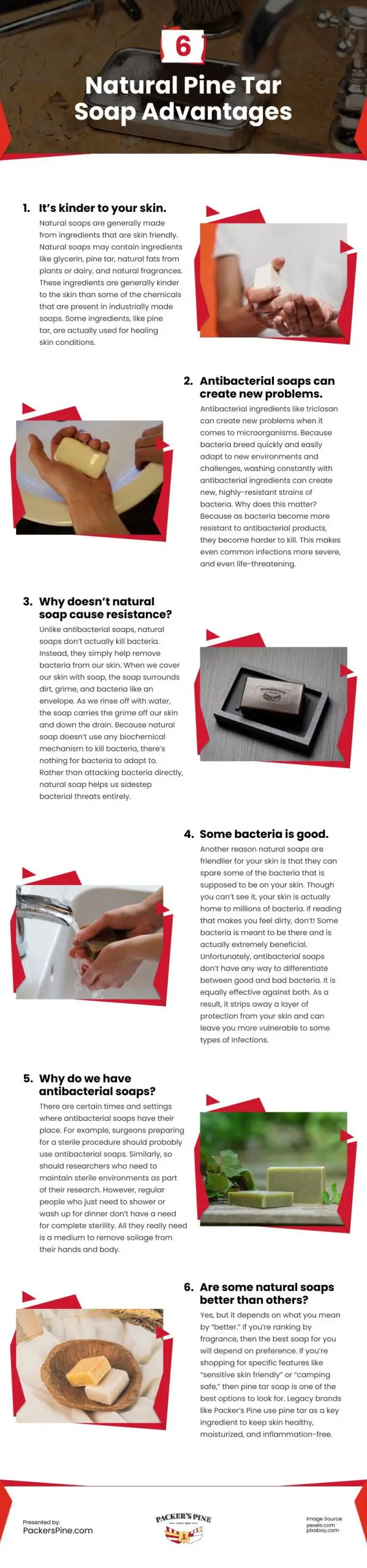 6 Natural Pine Tar Soap Advantages Infographic
