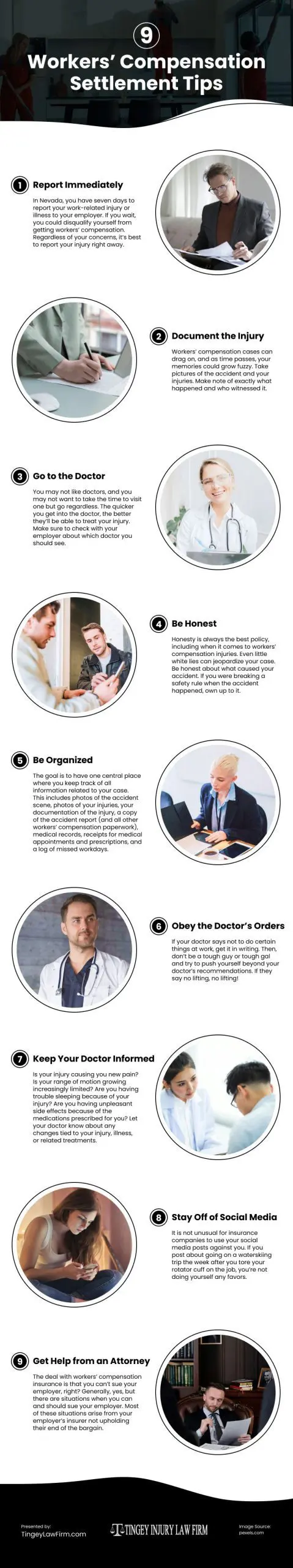 9 Workers' Compensation Settlement Tips Infographic