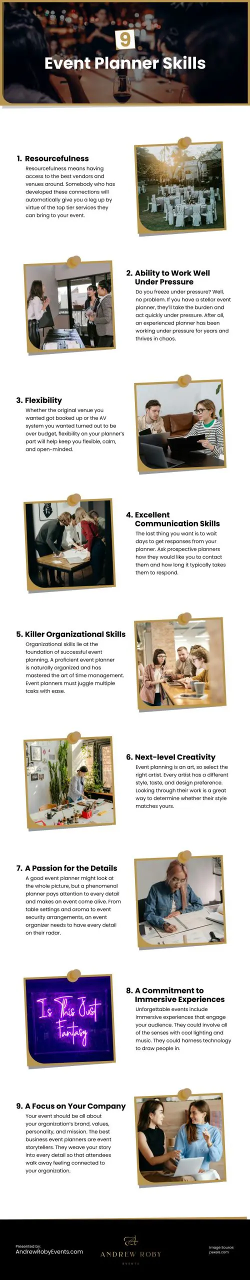 9 Event Planner Skills Infographic