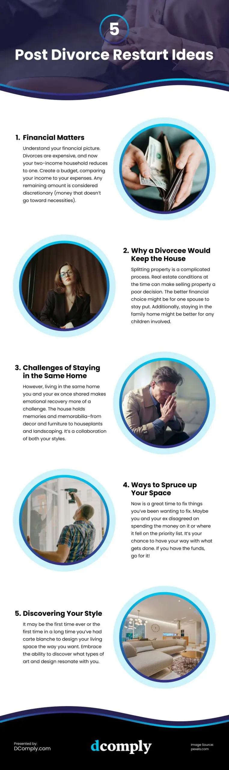 5 Post Divorce Restart Ideas Infographic
