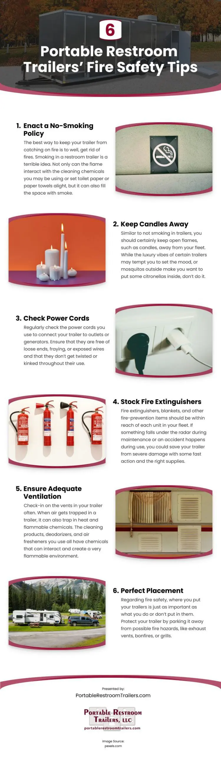 6 Portable Restroom Trailers' Fire Safety Tips Infographic