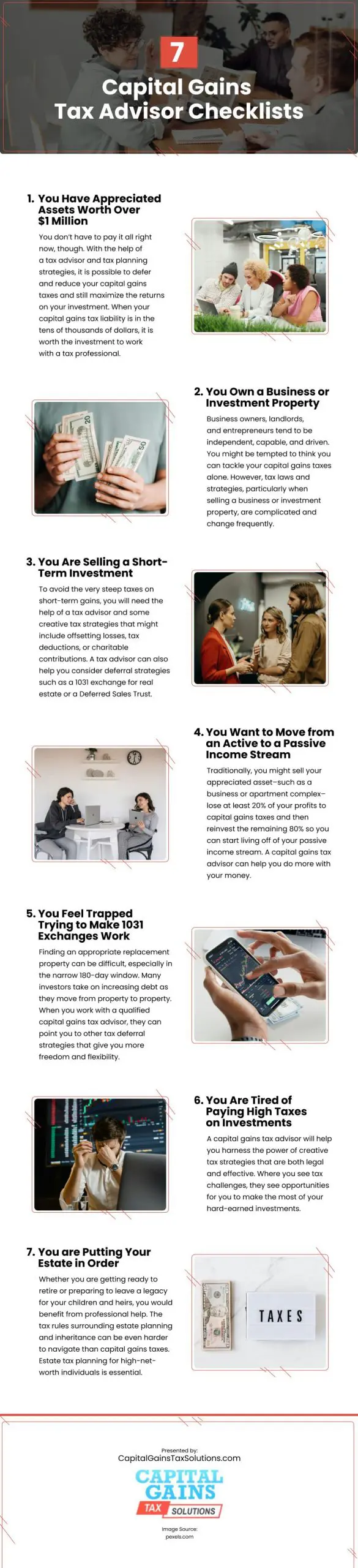 7 Capital Gains Tax Advisor Checklists Infographic