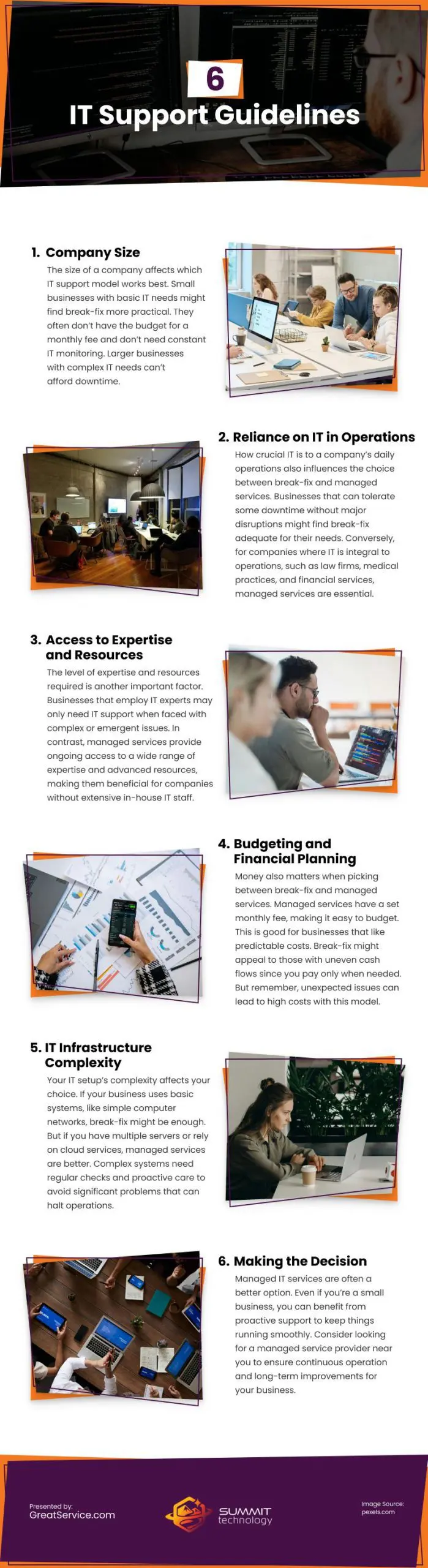 6 IT Support Guidelines Infographic