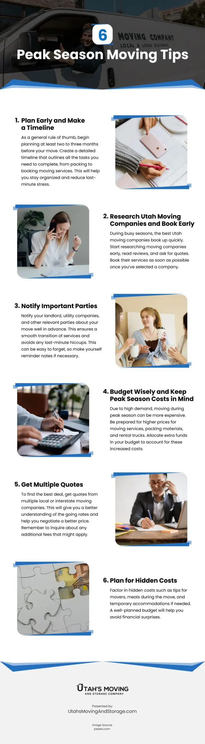 6 Peak Season Moving Tips Infographic