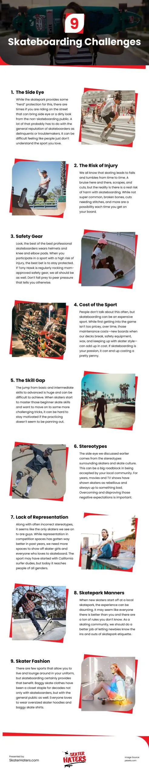 9 Skateboarding Challenges 9 Skateboarding Challenges Infographic