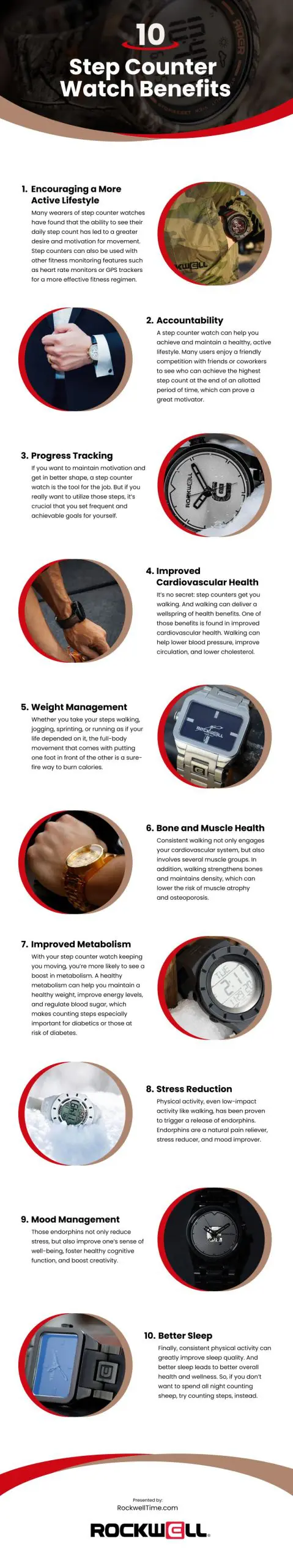 10 Step Counter Watch Benefits Infographic