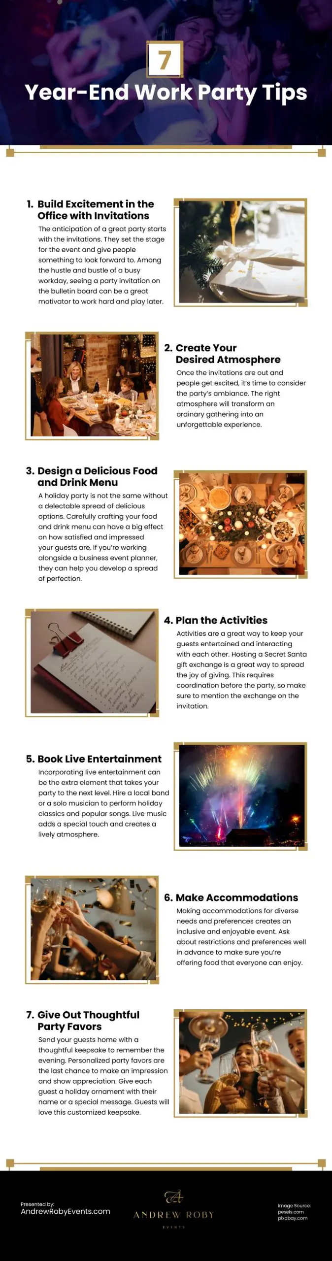 7 Year-End Work Party Tips 7 Year-End Work Party Tips Infographic