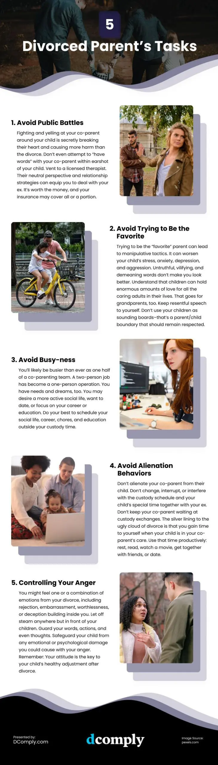5 Divorced Parent's Tasks Infographic