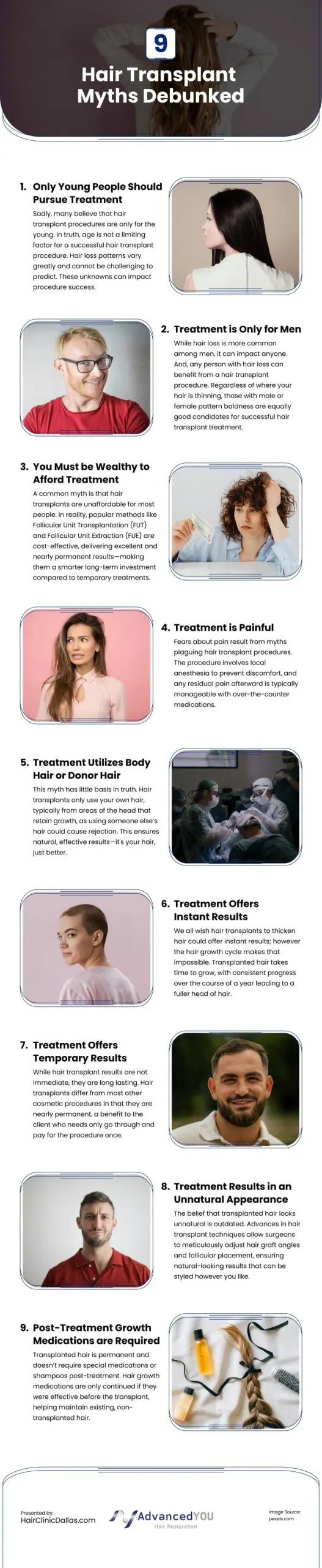 9 Hair Transplant Myths Debunked Infographic