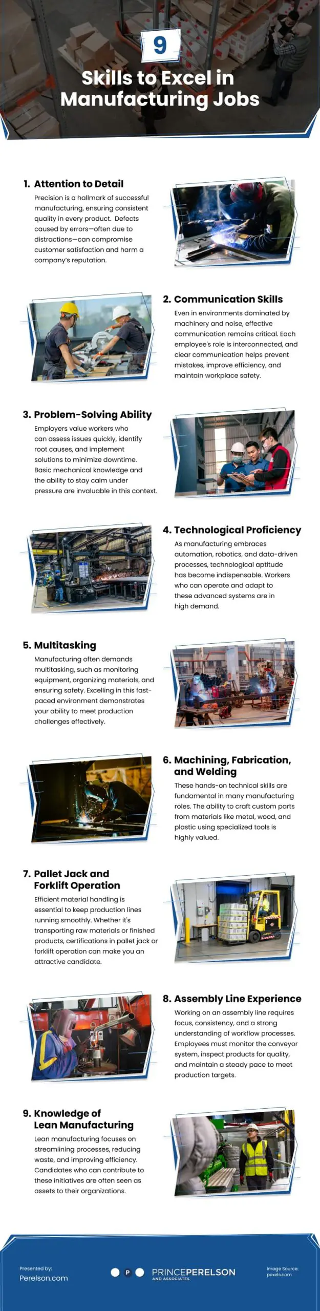 9 Skills to Excel in Manufacturing Jobs Infographic