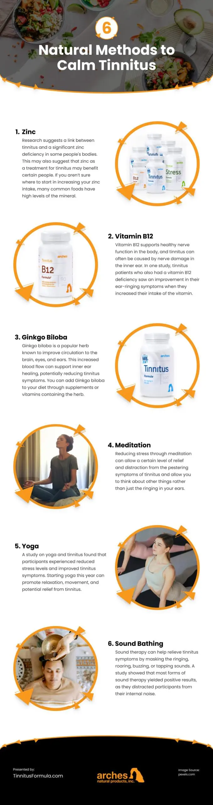 6 Natural Methods to Calm Tinnitus Infographic