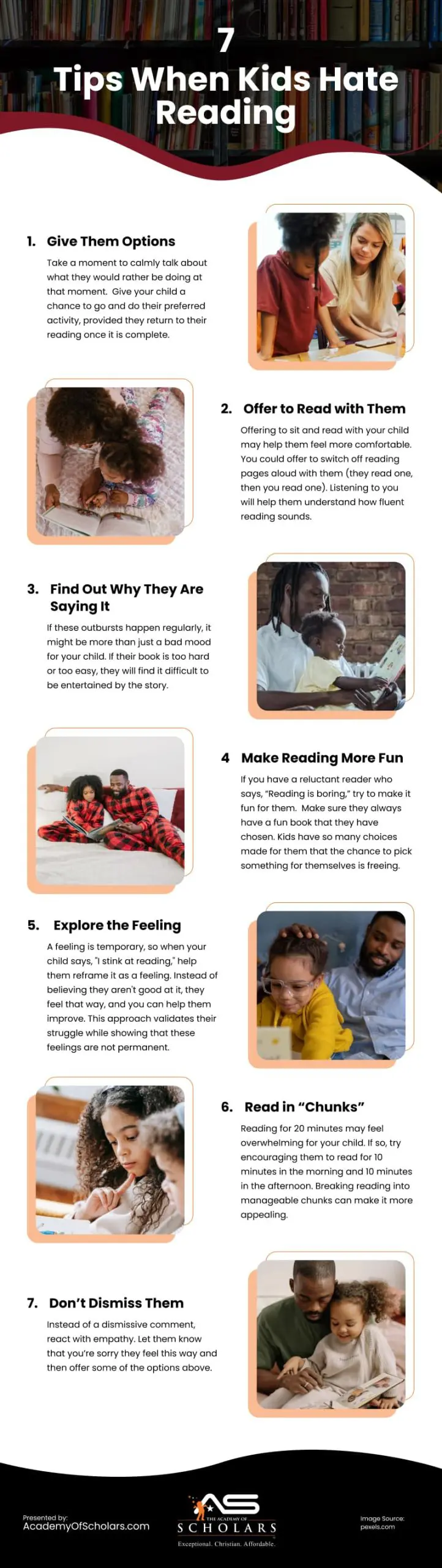 7 Tips When Kids Hate Reading Infographic