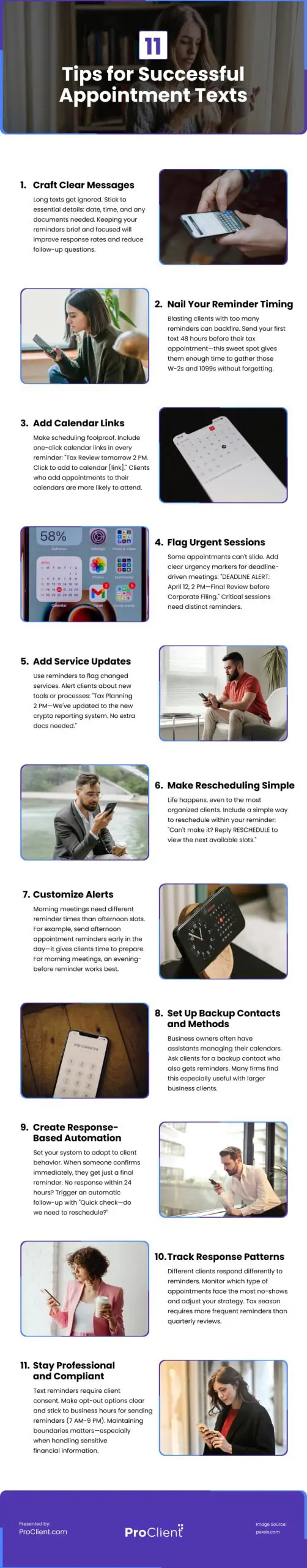 11 Tips for Successful Appointment Texts Infographic