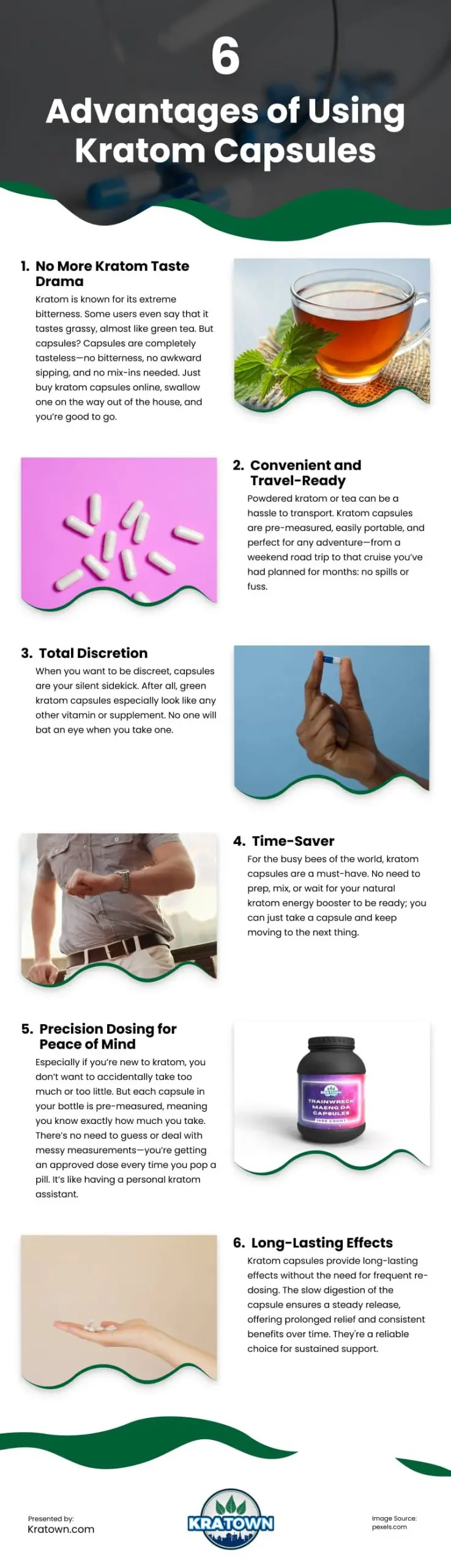 6 Advantages of Using Kratom Capsules Infographic