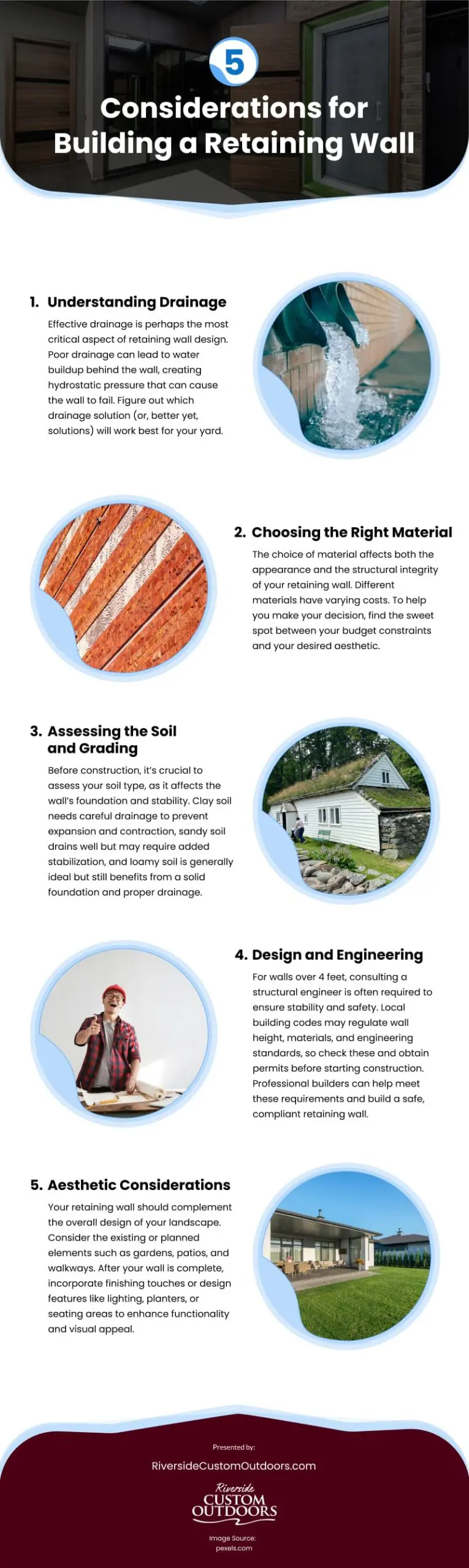 5 Considerations for Building a Retaining Wall 5 Considerations for Building a Retaining Wall Infographic