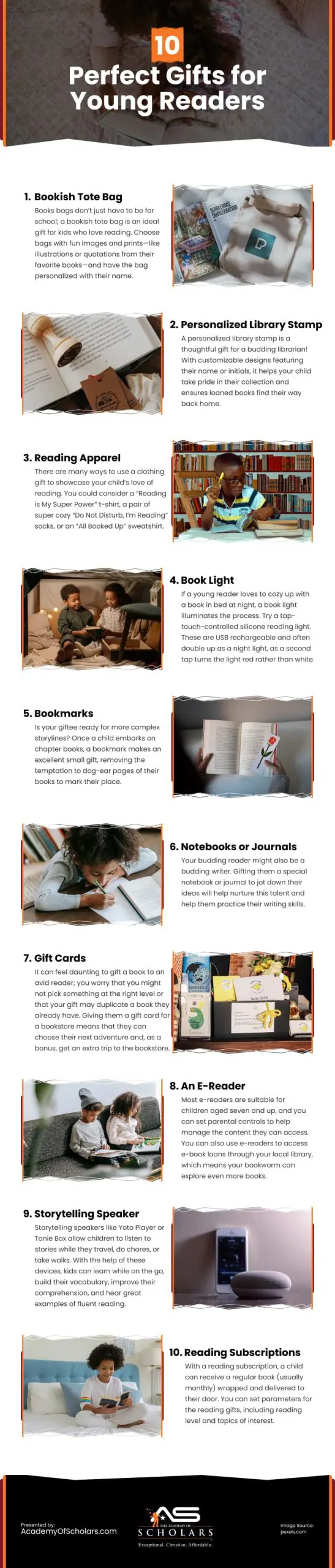 10 Perfect Gifts for Young Readers Infographic