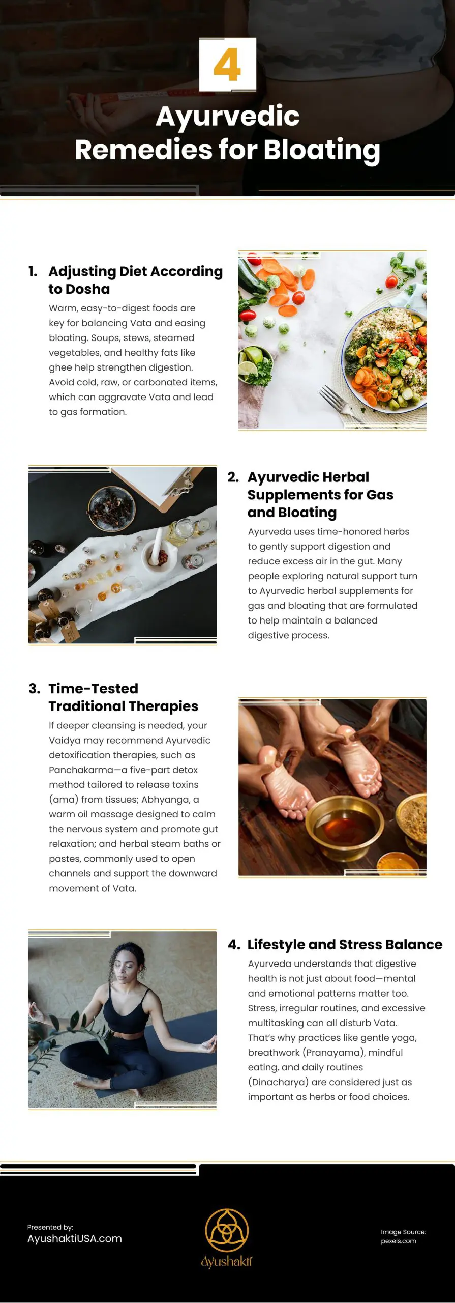 4 Ayurvedic Remedies for Bloating Infographic