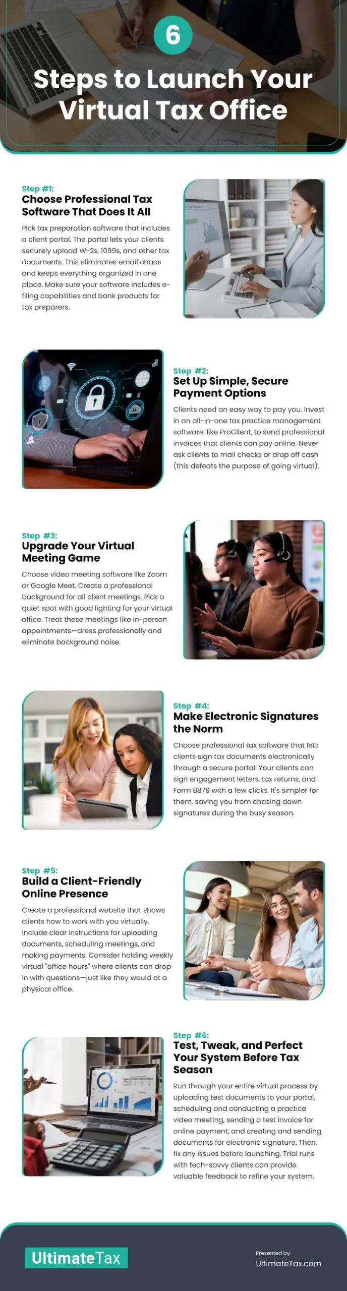 6 Steps to Launch Your Virtual Tax Office Infographic