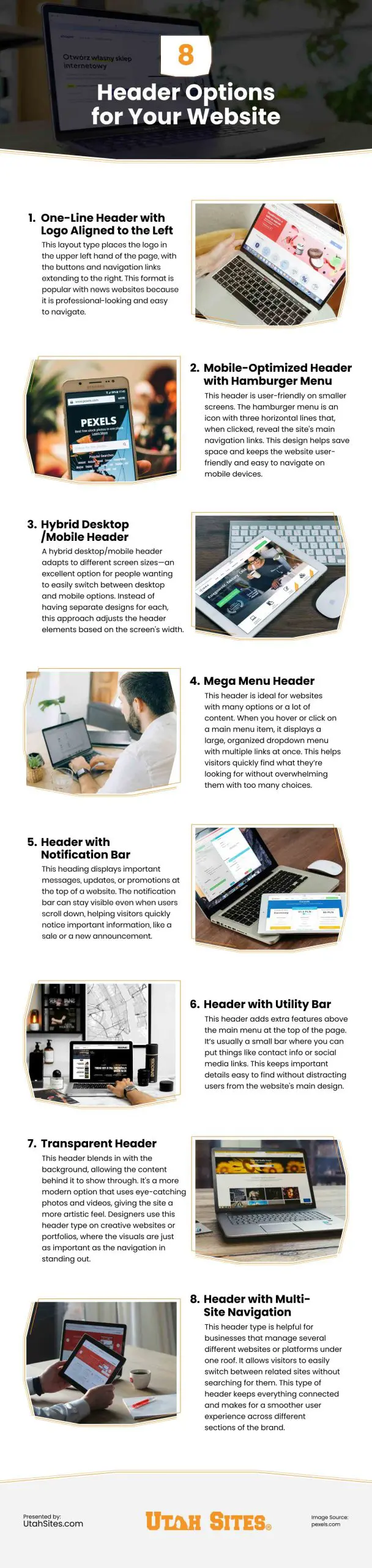 8 Header Options for Your Website 8 Header Options for Your Website Infographic
