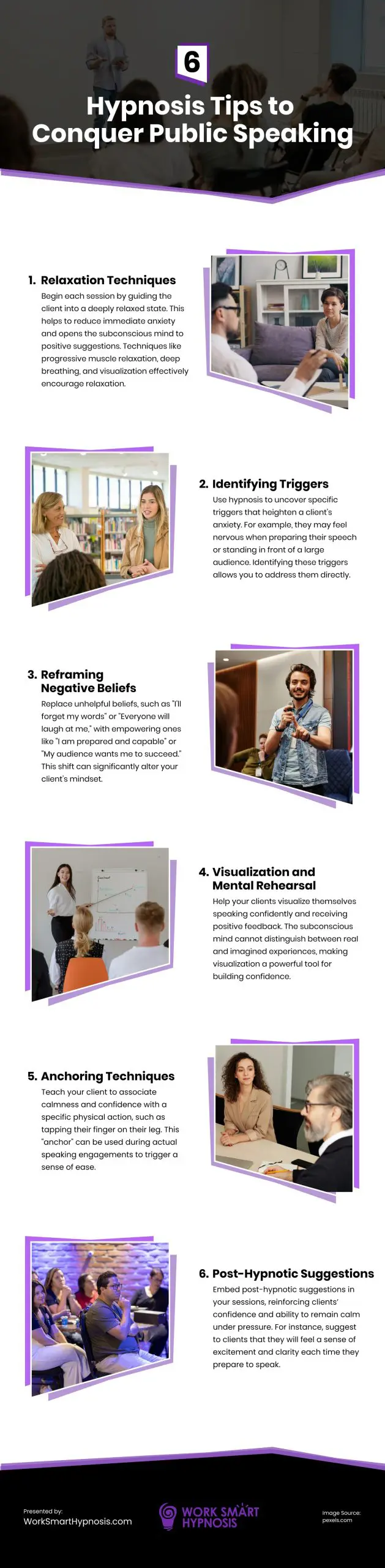 6 Hypnosis Tips to Conquer Public Speaking Infographic
