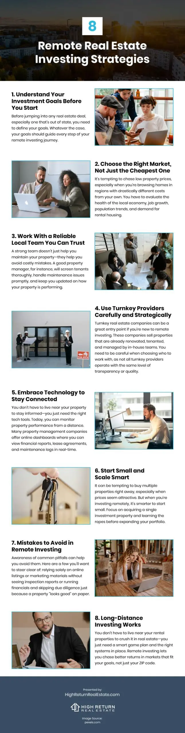 8 Remote Real Estate Investing Strategies Infographic