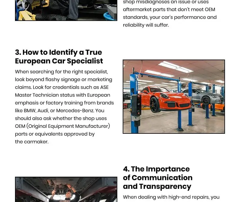 5 Tips to Pick a European Car Repair Expert