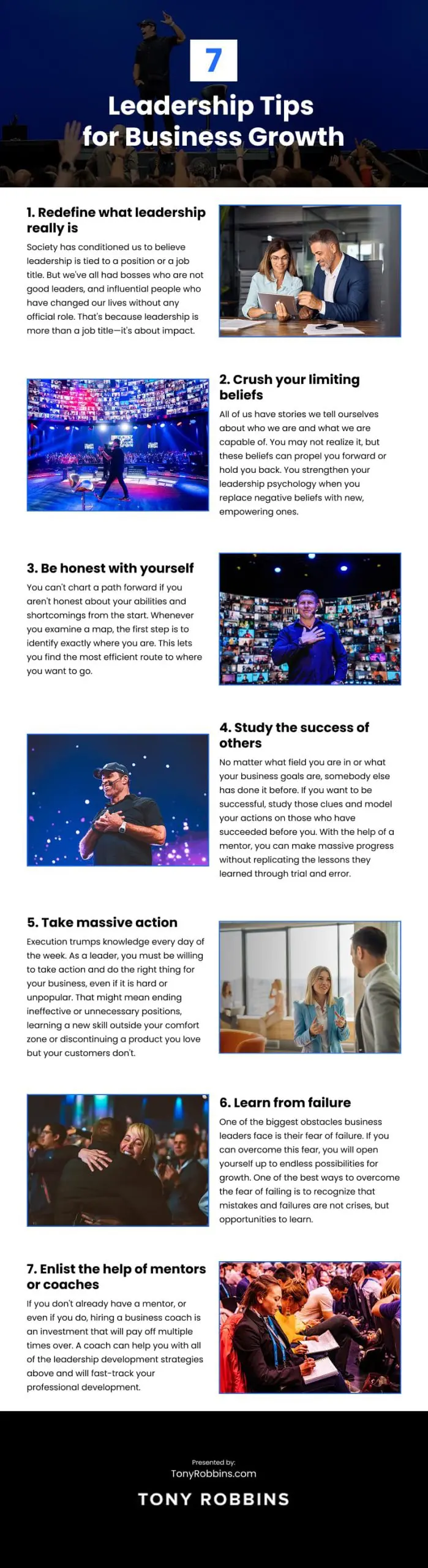 7 Leadership Tips for Business Growth Infographic