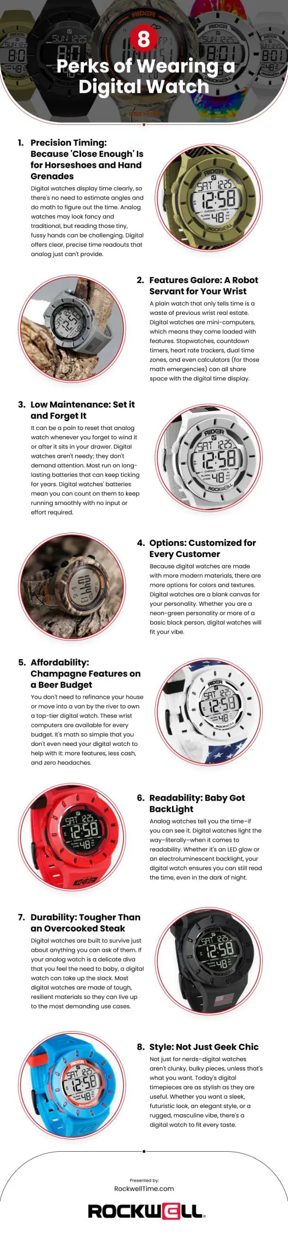 8 Perks of Wearing a Digital Watch Infographic