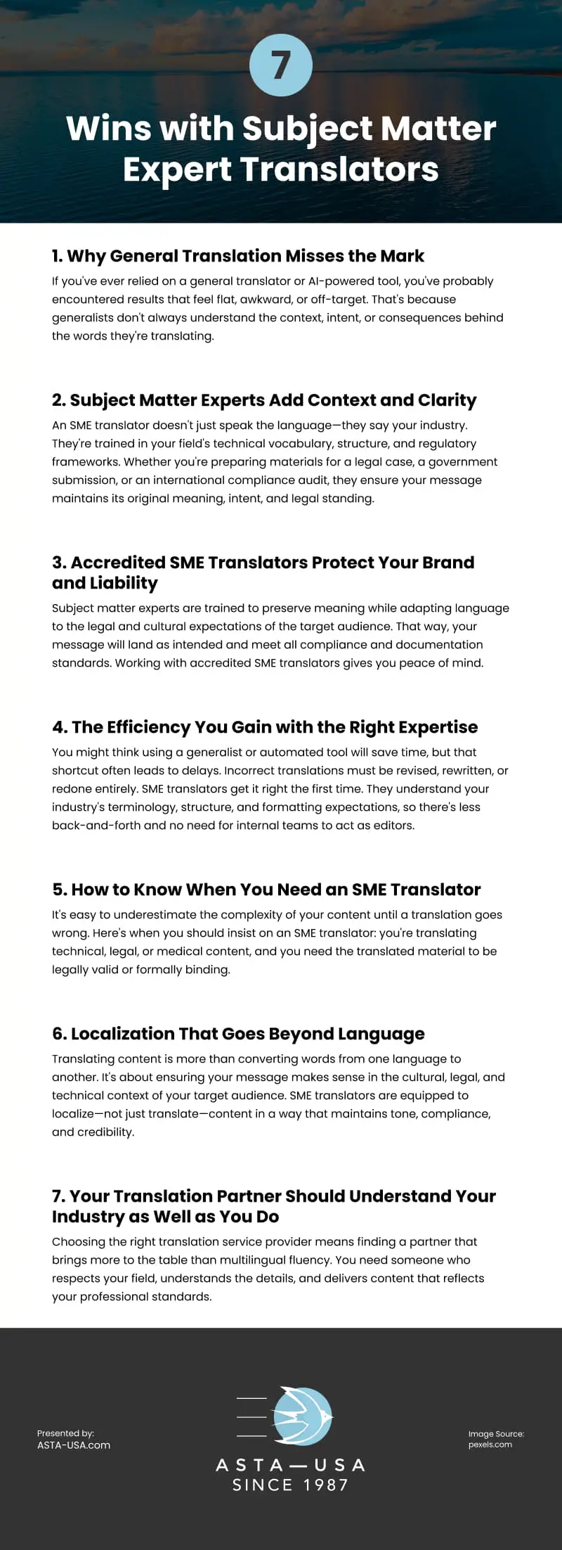 7 Wins with Subject Matter Expert Translators Infographic 7 Wins with Subject Matter Expert Translators Infographic