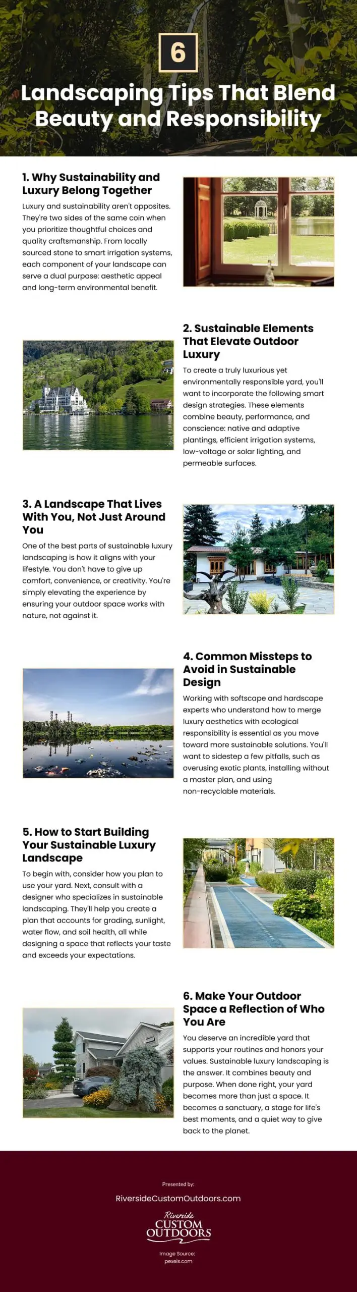 6 Landscaping Tips That Blend Beauty and Responsibility Infographic