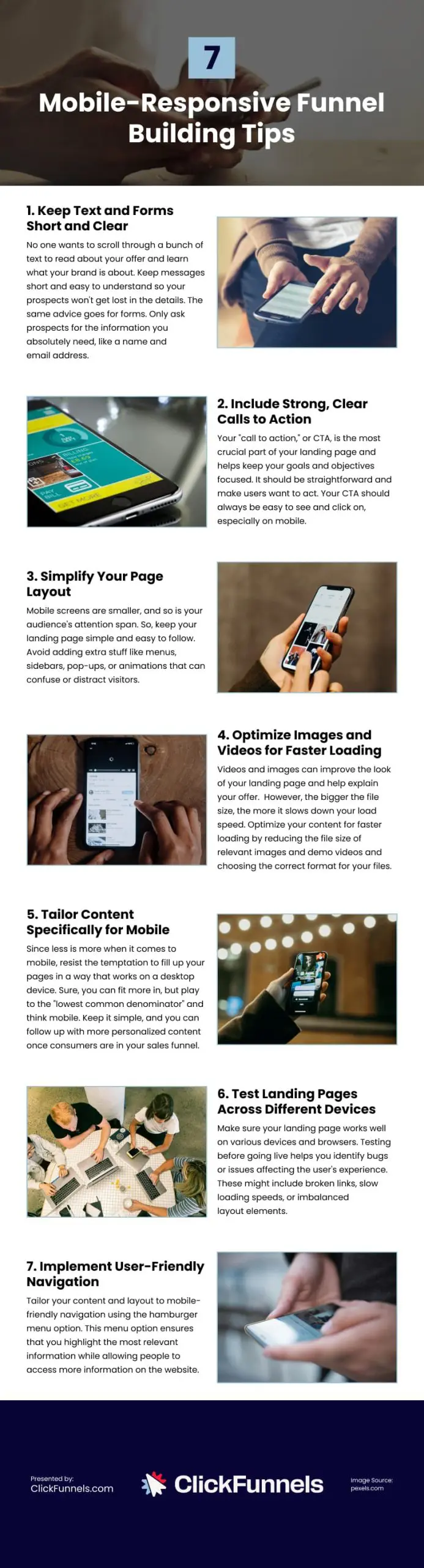 7 Mobile-Responsive Funnel Building Tips Infographic