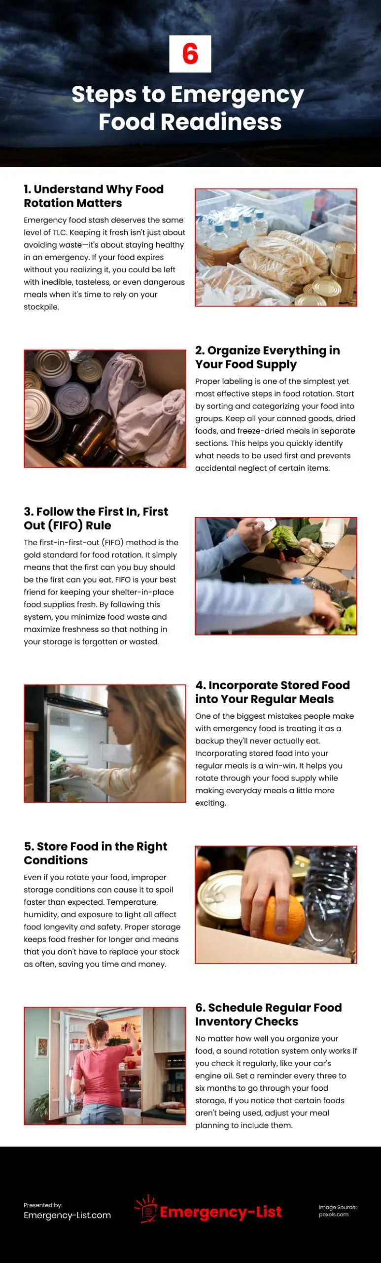 6 Steps to Emergency Food Readiness 6 Steps to Emergency Food Readiness Infographic