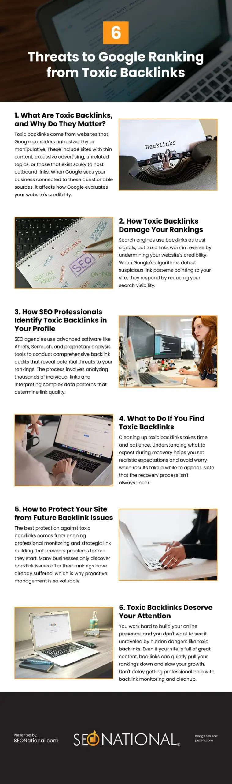 6 Threats to Google Ranking from Toxic Backlinks 6 Threats to Google Ranking from Toxic Backlinks Infographic
